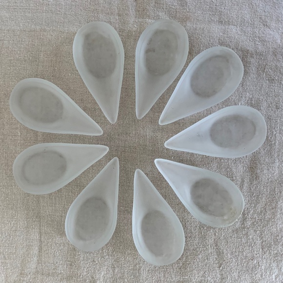 Other - Set of 9 Frosted Glass Teardrop Dishes – Modern Appetizer or Sauce Bowls